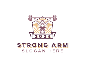 Dumbbell Strong Woman logo design