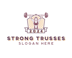 Dumbbell Strong Woman logo design