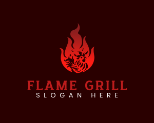 Grill - Chicken Fire Grill logo design