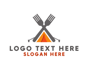 Lunch - Fork Camping Tent logo design