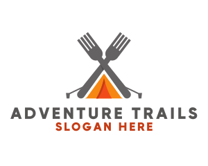 Fork Camping Tent logo design