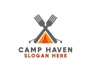 Tent - Fork Camping Tent logo design