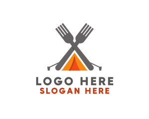 Lunch - Fork Camping Tent logo design