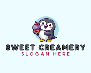 Penguin Ice Cream logo design