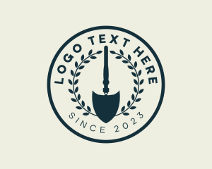 Wreath Shovel Landscaping logo design