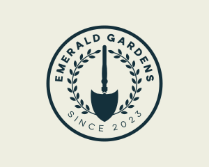 Wreath Shovel Landscaping logo design