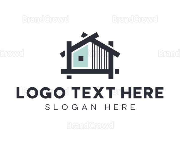 House Construction Blueprint Logo