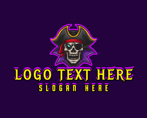 Skull And Crossbones - Pirate Skull Gaming logo design