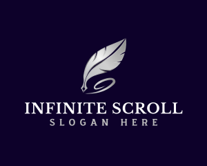 Scroll - Feather Quill Pen logo design