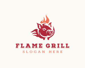 Grill - Pork Flame Grill logo design
