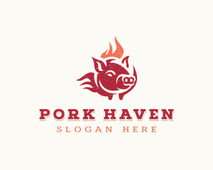 Pork Flame Grill  logo design