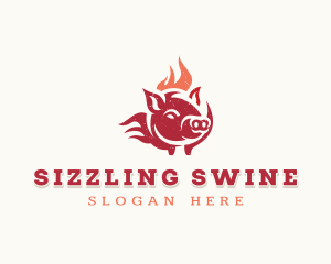 Pork - Pork Flame Grill logo design