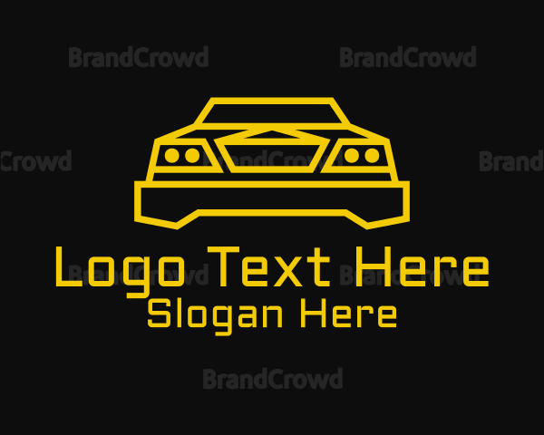 Minimalist Yellow Sports Car Logo