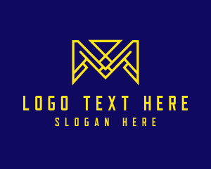 Technology - Geometric Yellow Letter M logo design