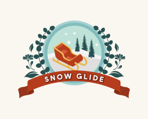 Sled - Christmas Holiday Sleigh logo design