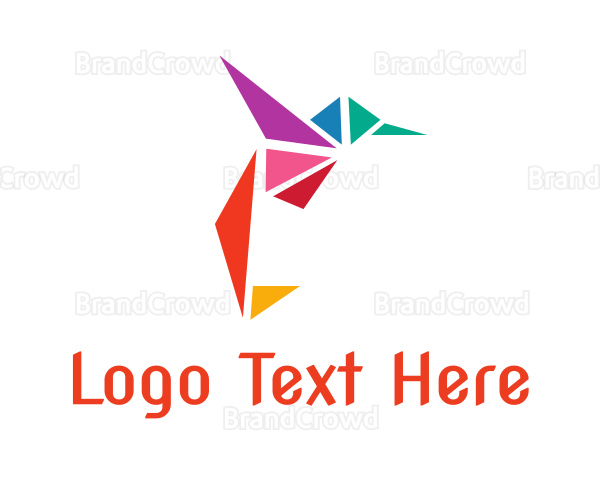 Colorful Origami Hummingbird Logo
