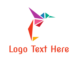 Colorful Origami Hummingbird Logo