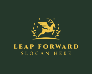Leap - Golden Deer Animal logo design