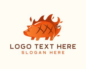Barbeque - Roast Pig Flame logo design