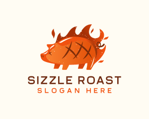 Roast - Roast Pig Flame logo design