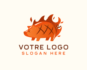 Roast - Roast Pig Flame logo design