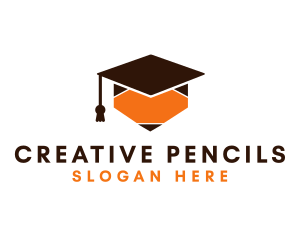 Pencil Graduation Cap logo design