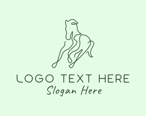Stallion - Green Monoline Horse logo design