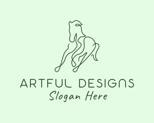 Green Monoline Horse logo design