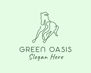 Green Monoline Horse logo design