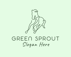 Green Monoline Horse logo design