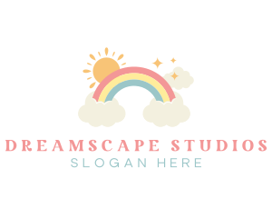 Dream - Dream Rainbow Sun Clouds logo design