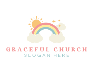 Daycare - Dream Rainbow Sun Clouds logo design