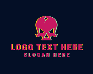 Techno - Glitch Skull Gamer logo design