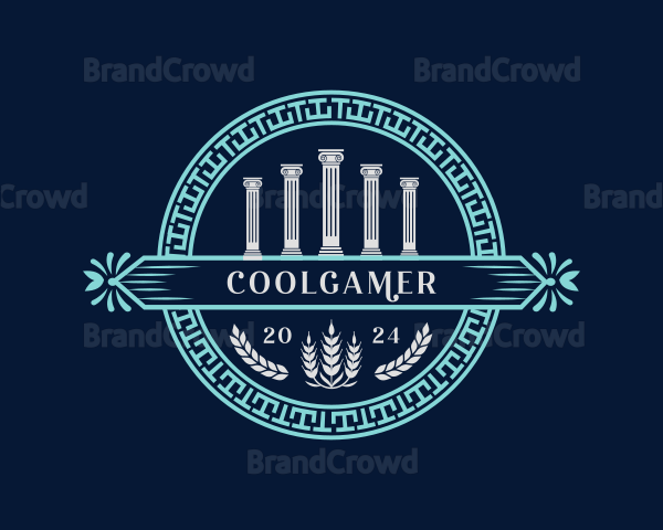 Greek Column Pillar Ornament Logo