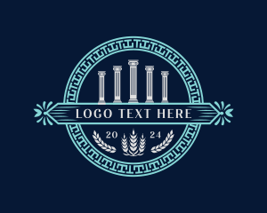 Badge - Greek Column Pillar Ornament logo design
