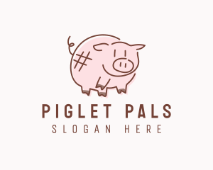Piglet Animal Hashtag logo design