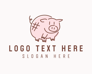 Minimalist - Piglet Animal Hashtag logo design