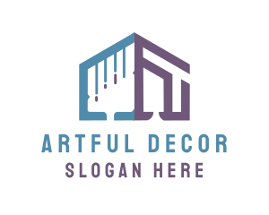 Decorate - Half House Paint Brush logo design
