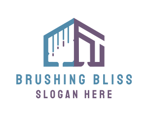Brushing - Half House Paint Brush logo design