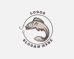 Fisherman Hook Fishing Logo