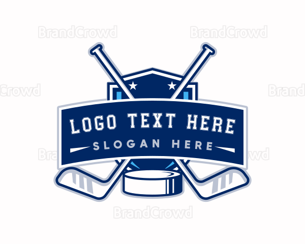 Blue Ice Hockey Sport Logo