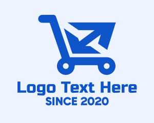 Crate - Blue Package Shopping Cart logo design