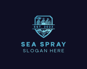 Spray Bottle Cleaning Maintenance logo design