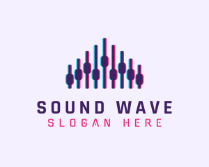 Volume - DJ Audio Equalizer Glitch logo design