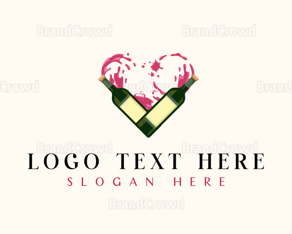 Wine Bottle Heart Logo