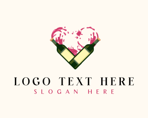 Cheers - Wine Bottle Heart logo design