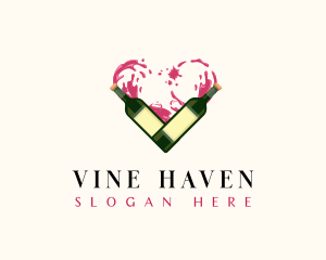 Wine Bottle Heart logo design