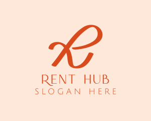 Handwritten Orange Letter R  logo design