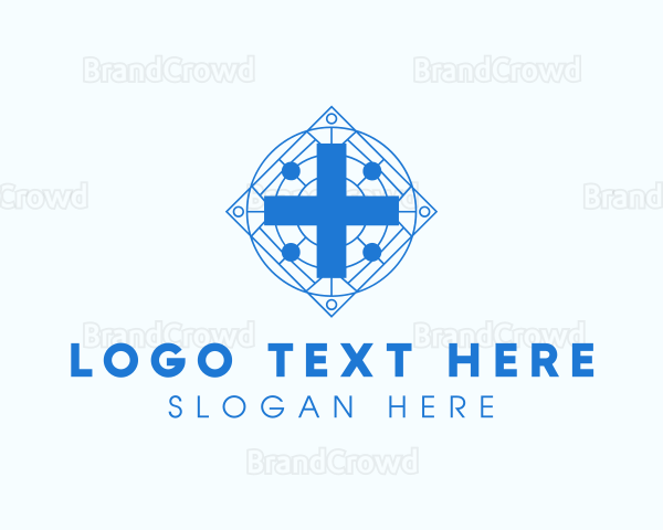 Blue Chapel Cross Logo