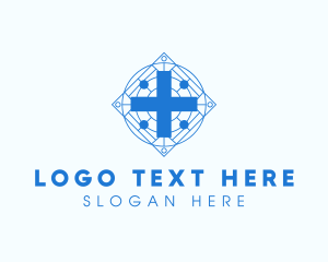 Crucifix - Blue Chapel Cross logo design